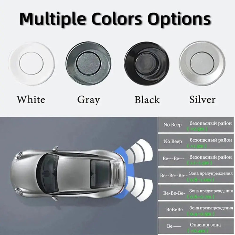 HIPPBQCC Car Parking Sensor Kit 4 Sensors Buzzer 22mm Reverse Backup Radar Sound Alert Indicator Probe System 12V Free Shipping - Lacatang Shop