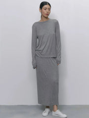 Hirsionsan Modal Soft Loose Sets Women 2025 Casual Two Pieces Long Sleeve T Shirts and High Waist Dresses Outfits Tracksuit AliExpress