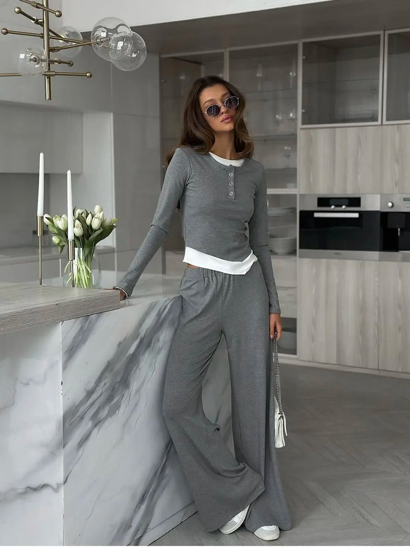 Hirsionsan Modal Soft Loose Sets Women 2025 Casual Two Pieces Long Sleeve T Shirts and High Waist Dresses Outfits Tracksuit - Lacatang Shop