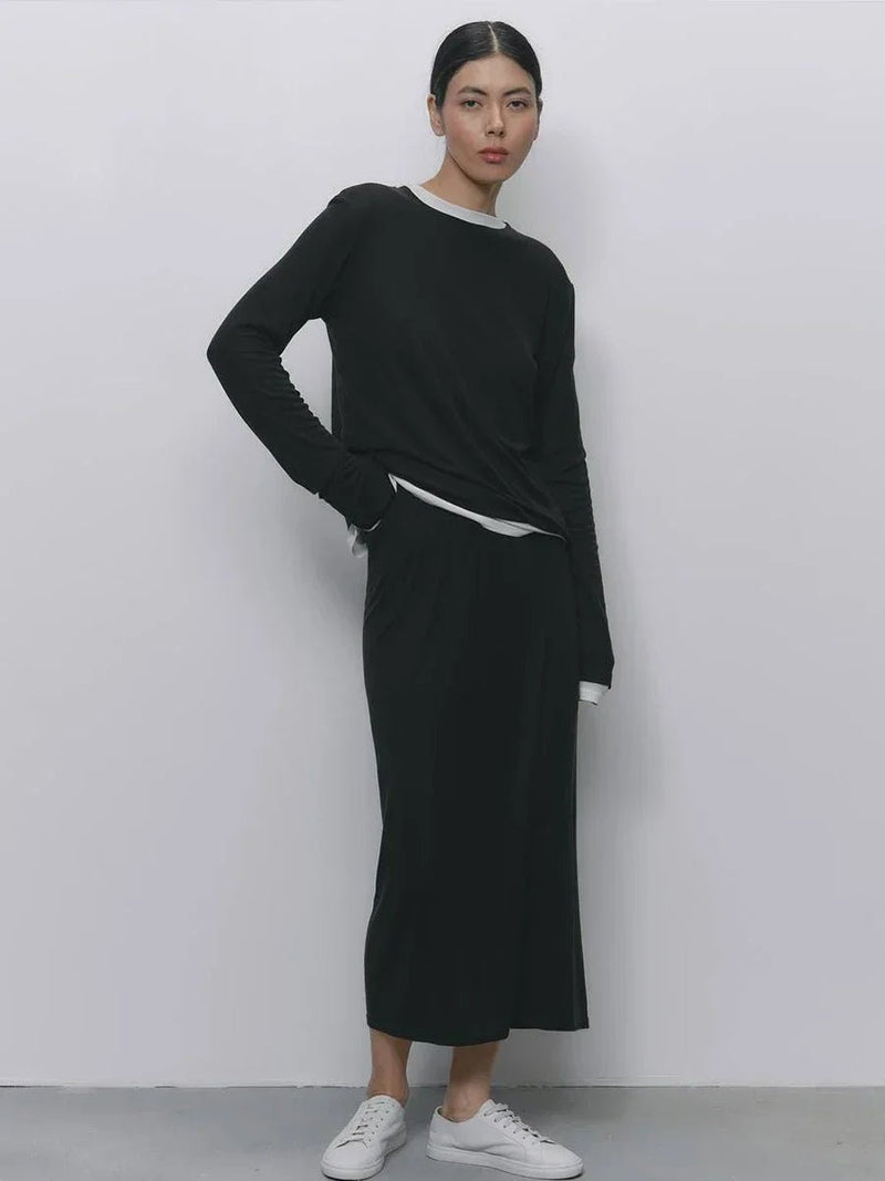 Hirsionsan Modal Soft Loose Sets Women 2025 Casual Two Pieces Long Sleeve T Shirts and High Waist Dresses Outfits Tracksuit AliExpress