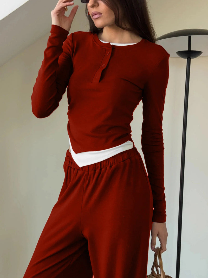Hirsionsan Modal Soft Loose Sets Women 2025 Casual Two Pieces Long Sleeve T Shirts and High Waist Dresses Outfits Tracksuit - Lacatang Shop