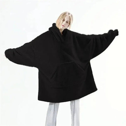 Hoodie Sweatshirt with Big Pocket Tops Sweater Comfortable Loose Double - Sided Fleece Thicker Wearable Blanket - Lacatang Shop