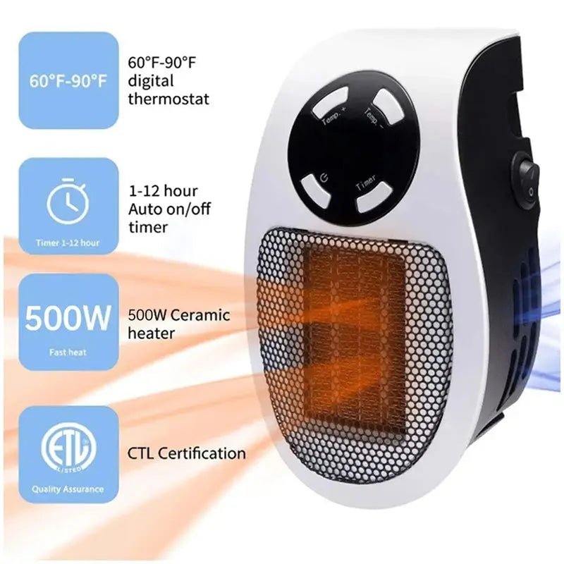HOT! Ultra Air Heater, 2025 Upgraded Plug In Heater, Ultra Air Heater With Adjustable Thermostat Time And Led Display EU Plug - Lacatang Shop
