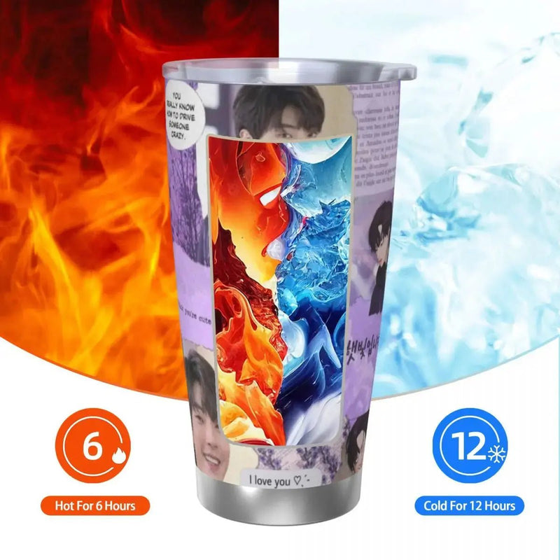 Hwang In Yeop 20oz Stainless Steel Car Mug Straw Thermal Iced Travel Cup Vacuum Insulated Coffee Hot Cup - Lacatang Shop