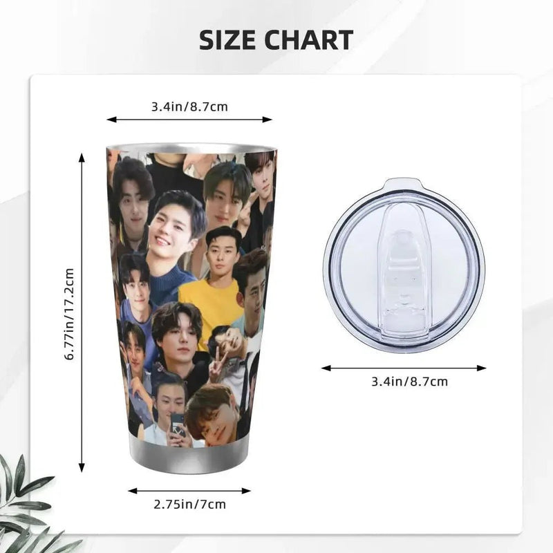 Hwang In Yeop 20oz Stainless Steel Car Mug Straw Thermal Iced Travel Cup Vacuum Insulated Coffee Hot Cup - Lacatang Shop