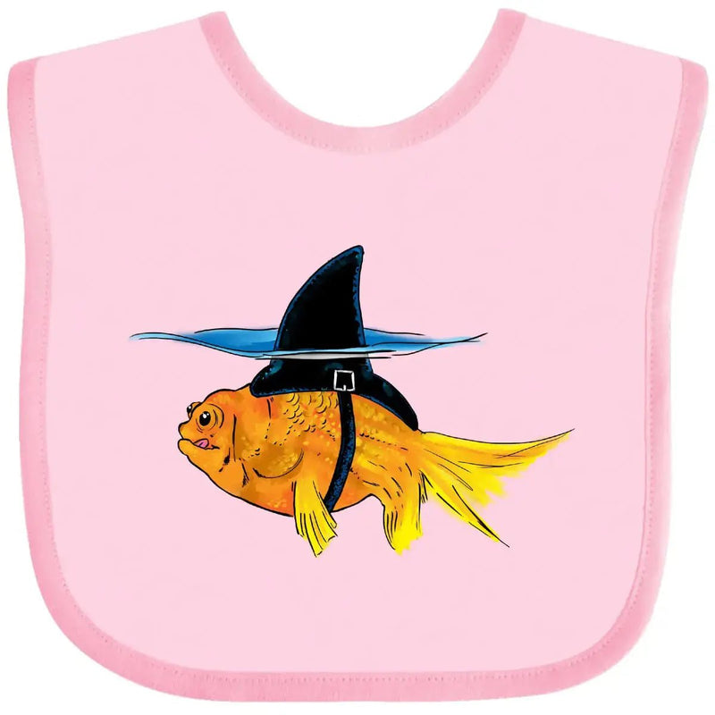 inktastic Funny Goldfish with Shark Fin Baby Bib Pink 3aa8c - Lacatang Shop