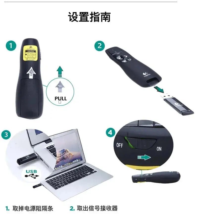 JSHFEI 5mw Pointer pen Logitech R400 2.4 GHz Wireless Presenter IR PPT Presenter Pen 650nm laser Pointer Red Remote Control pen - Lacatang Shop
