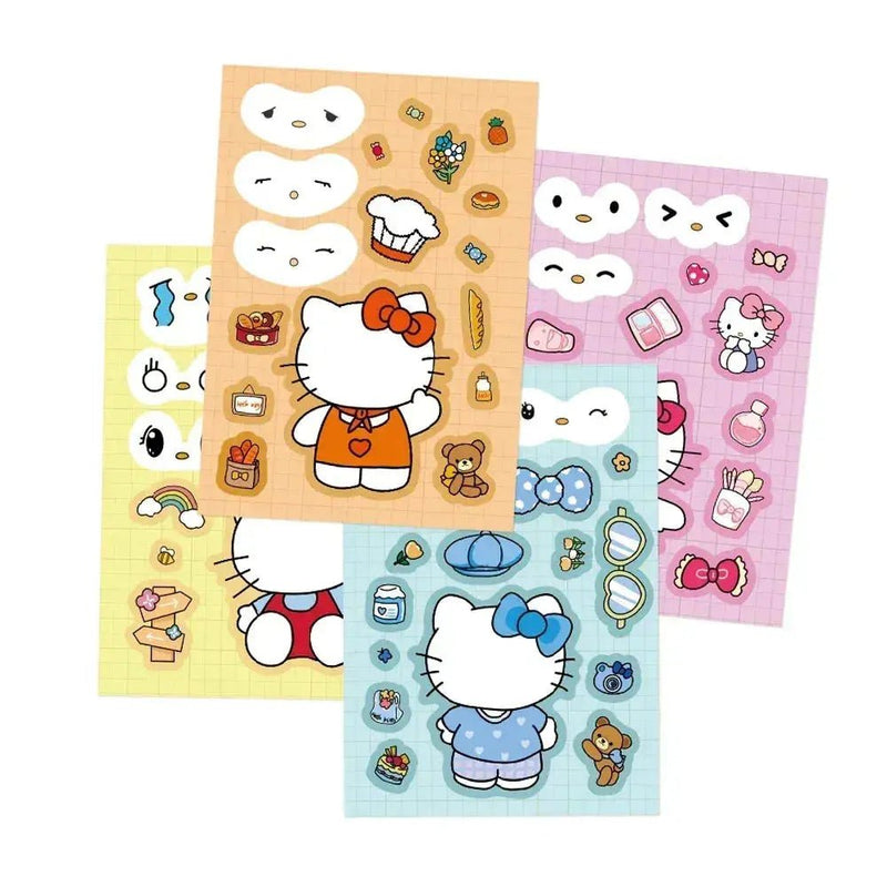 Kawaii Hello Kitty Assemble Jigsaw Puzzle Stickers - 8/16 Sheets Fun Make - a - Face Game for Kids - Lacatang Shop