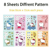Kawaii Hello Kitty Make - a - Face Jigsaw Sticker Puzzle Set - 8/16 Sheets of Fun Cartoon Assemble Game for Kids - Lacatang Shop