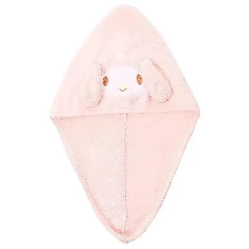 Kawaii Kuromi Plush Hair Drying Cap - Cute Anime Water Absorbent Head Towel for Girls Gift - Lacatang Shop