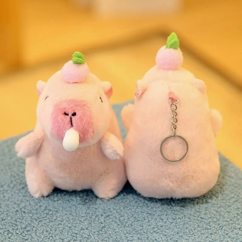 Kawaii Pink Plush Capybara Keychain Cartoon Capybara Pendant Cute Stuffed Animals Fluffty Animal Doll Accessories Bag Decoration - Lacatang Shop