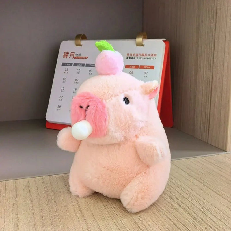 Kawaii Pink Plush Capybara Keychain Cartoon Capybara Pendant Cute Stuffed Animals Fluffty Animal Doll Accessories Bag Decoration - Lacatang Shop