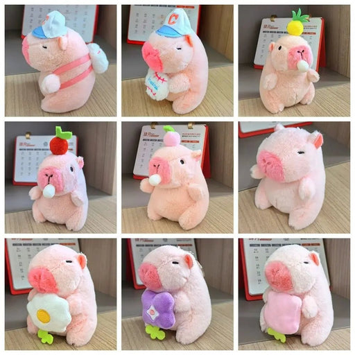Kawaii Pink Plush Capybara Keychain Cartoon Capybara Pendant Cute Stuffed Animals Fluffty Animal Doll Accessories Bag Decoration - Lacatang Shop