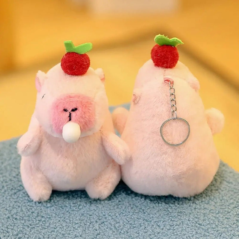 Kawaii Pink Plush Capybara Keychain Cartoon Capybara Pendant Cute Stuffed Animals Fluffty Animal Doll Accessories Bag Decoration - Lacatang Shop