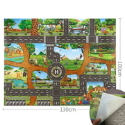 Kids Waterproof Playmat - Portable Dinosaur and Farm Road Activity Carpet for Toddlers, Non - Toxic Educational Crawling Mat - Lacatang Shop