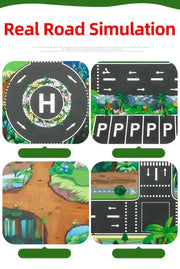 Kids Waterproof Playmat - Portable Dinosaur and Farm Road Activity Carpet for Toddlers, Non - Toxic Educational Crawling Mat - Lacatang Shop