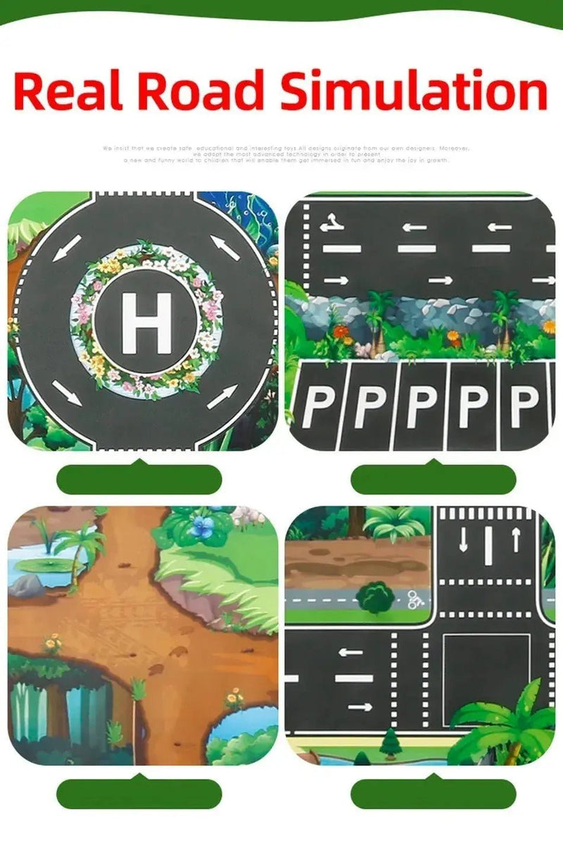 Kids Waterproof Playmat - Portable Dinosaur and Farm Road Activity Carpet for Toddlers, Non - Toxic Educational Crawling Mat - Lacatang Shop