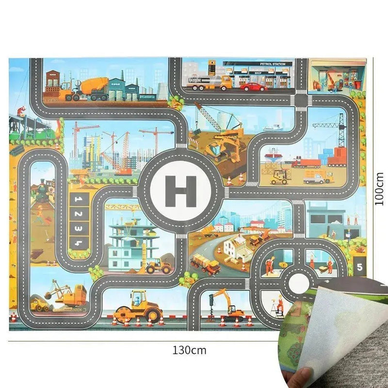 Kids Waterproof Playmat - Portable Dinosaur and Farm Road Activity Carpet for Toddlers, Non - Toxic Educational Crawling Mat - Lacatang Shop
