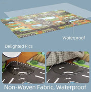 Kids Waterproof Playmat - Portable Dinosaur and Farm Road Activity Carpet for Toddlers, Non - Toxic Educational Crawling Mat - Lacatang Shop