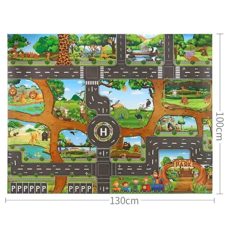 Kids Waterproof Playmat - Portable Dinosaur and Farm Road Activity Carpet for Toddlers, Non - Toxic Educational Crawling Mat - Lacatang Shop