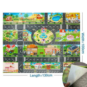 Kids Waterproof Playmat - Portable Dinosaur and Farm Road Activity Carpet for Toddlers, Non - Toxic Educational Crawling Mat - Lacatang Shop