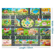 Kids Waterproof Playmat - Portable Dinosaur and Farm Road Activity Carpet for Toddlers, Non - Toxic Educational Crawling Mat - Lacatang Shop