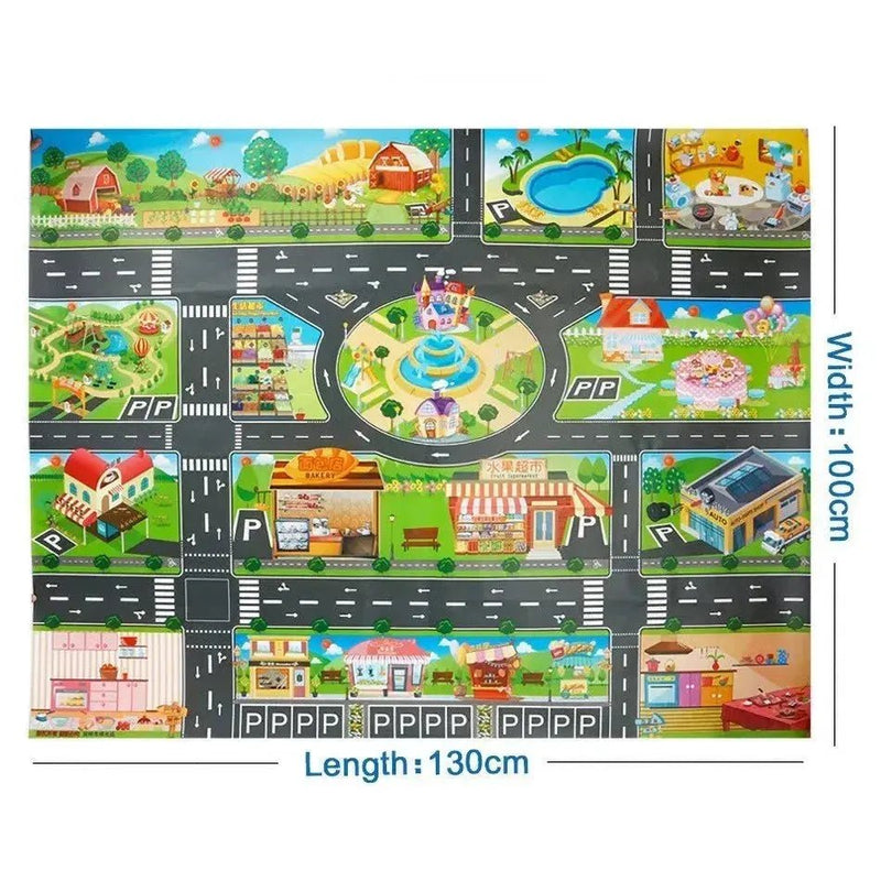 Kids Waterproof Playmat - Portable Dinosaur and Farm Road Activity Carpet for Toddlers, Non - Toxic Educational Crawling Mat - Lacatang Shop