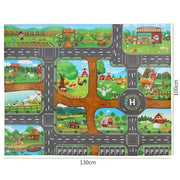 Kids Waterproof Playmat - Portable Dinosaur and Farm Road Activity Carpet for Toddlers, Non - Toxic Educational Crawling Mat - Lacatang Shop