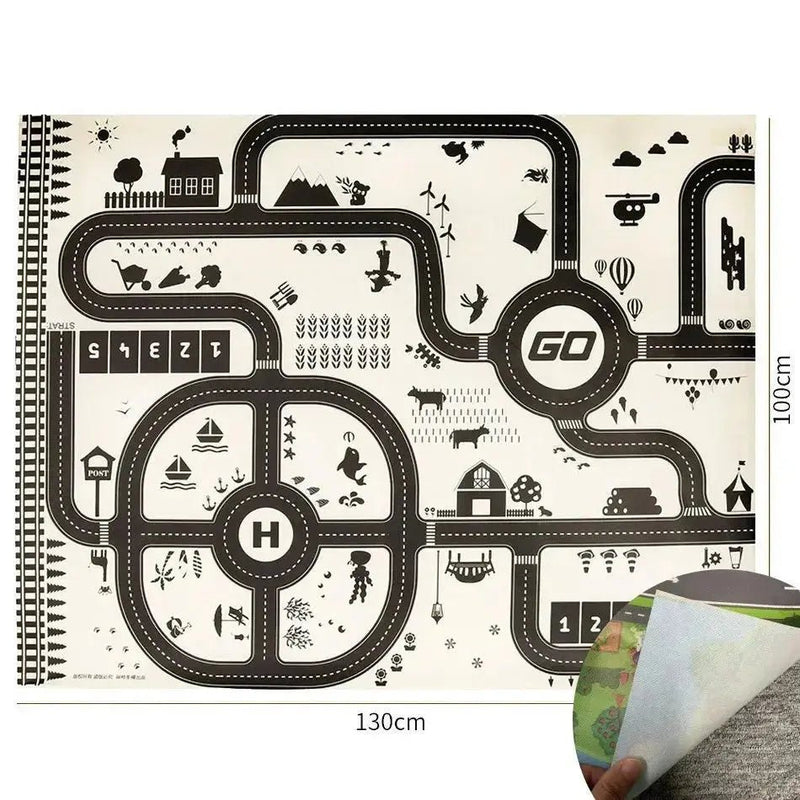 Kids Waterproof Playmat - Portable Dinosaur and Farm Road Activity Carpet for Toddlers, Non - Toxic Educational Crawling Mat - Lacatang Shop