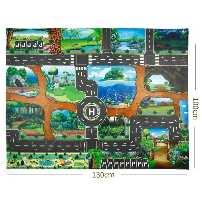 Kids Waterproof Playmat - Portable Dinosaur and Farm Road Activity Carpet for Toddlers, Non - Toxic Educational Crawling Mat - Lacatang Shop