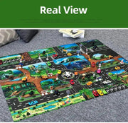 Kids Waterproof Playmat - Portable Dinosaur and Farm Road Activity Carpet for Toddlers, Non - Toxic Educational Crawling Mat - Lacatang Shop