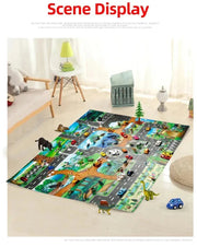 Kids Waterproof Playmat - Portable Dinosaur and Farm Road Activity Carpet for Toddlers, Non - Toxic Educational Crawling Mat - Lacatang Shop