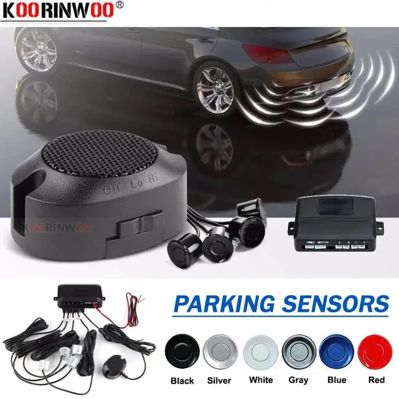 Koorinwoo 4 Sensors Buzzer 22mm Car Parking Sensor Kit Reverse Backup Radar Sound Alert Indicator Probe System 12V Parktronic - Lacatang Shop