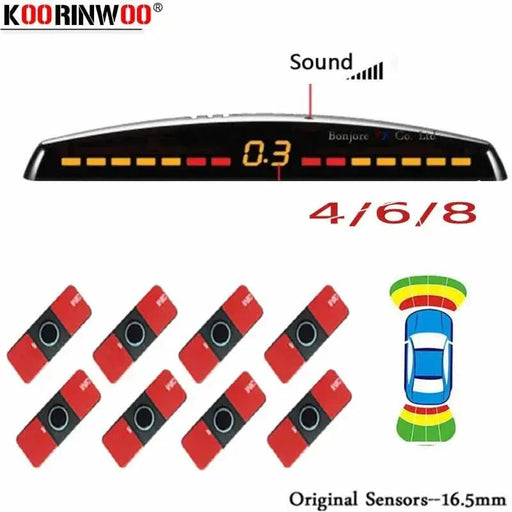 Koorinwoo LCD Parktronics Original 4/6/8 Sensors 16.5MM Car Automobile Reversing Radars Detector Parking Assistance Radar Alert - Lacatang Shop