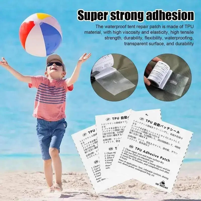 Waterproof Clear Tent Repair Tape Kit for Outdoor Gear - Ideal for Camping, Air Mattress, Tarp, Boat Covers, and Sail Repair 

Protect Your Outdoor Gear with Our Waterproof Clear Tent Repair Tape Kit for Camping, Mattresses, Tarps,Boats, and Sails 
  AliExpress Lacatang Shop 