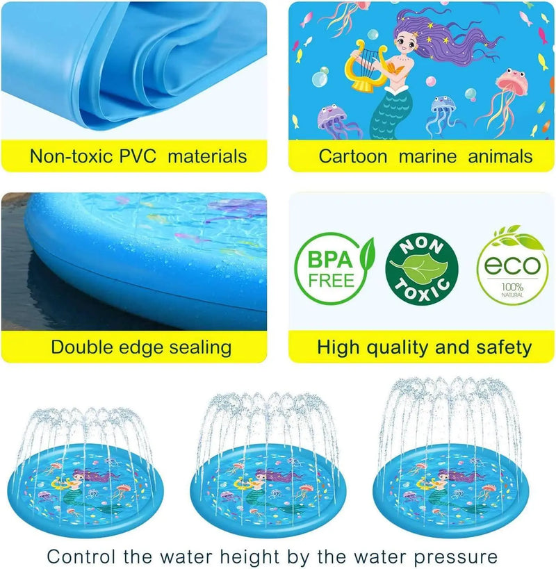 Kids Splash Pad Sprinkler for Outdoor Play - 3-in-1 Baby Pool and Water Toy Gift for Toddlers, Boys, and Girls (60" Splash Play Mat) Kids Splash Pad Sprinkler - 3-in-1 Outdoor Fun for Toddlers, Gift  AliExpress Lacatang Shop 