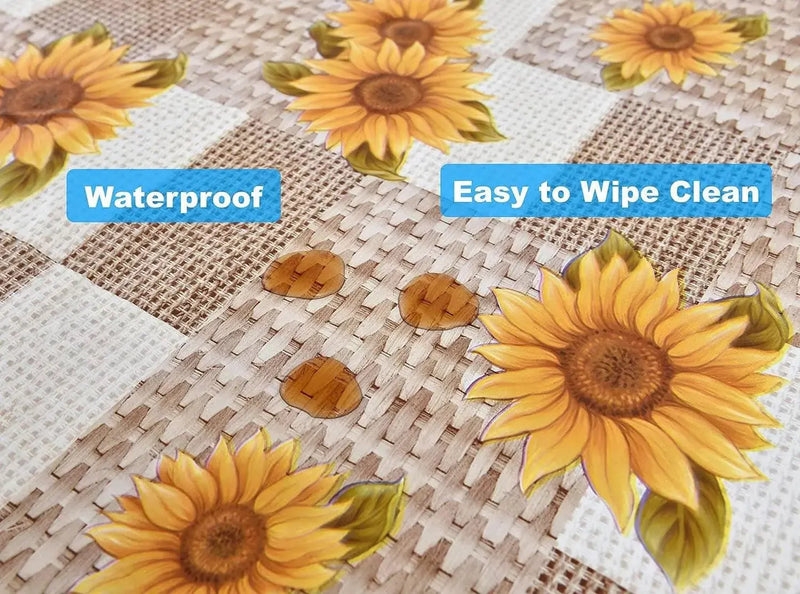 Indoor Outdoor Patio Premium Vinyl Rectangular Tablecloth, Flannel Backing, Spill Proof Wipeable Cover for Dining Table, Sunflowers Pattern, for Tables up to 60 X 84 Inch 

Protect Your Outdoor Dining Table with Our Sunflowers Tablecloth - Spill Proof and Wipeable, Fits up to 60 x 84 Inch Tables  AliExpress Lacatang Shop 