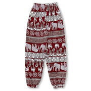 Ladies' thin casual straight leg pants with elephant print comfortable and breathable outdoor sunscreen and mosquito proof pants - Lacatang Shop