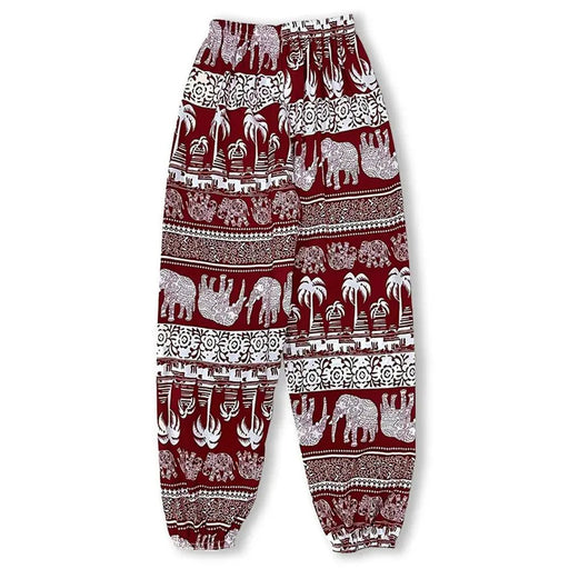 Ladies' thin casual straight leg pants with elephant print comfortable and breathable outdoor sunscreen and mosquito proof pants - Lacatang Shop