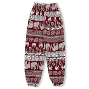 Ladies' thin casual straight leg pants with elephant print comfortable and breathable outdoor sunscreen and mosquito proof pants - Lacatang Shop