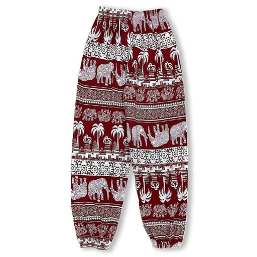 Ladies' thin casual straight leg pants with elephant print comfortable and breathable outdoor sunscreen and mosquito proof pants - Lacatang Shop