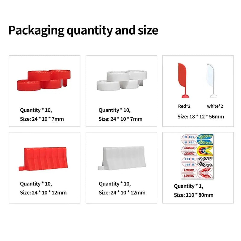 LDARC V64 1/64 Mini RC Car Racing Track PU Barrier Set - 6m/11m/16m RTR247 Handbag for CT01 Transmitter with 600mm EPV Fencing - Lacatang Shop