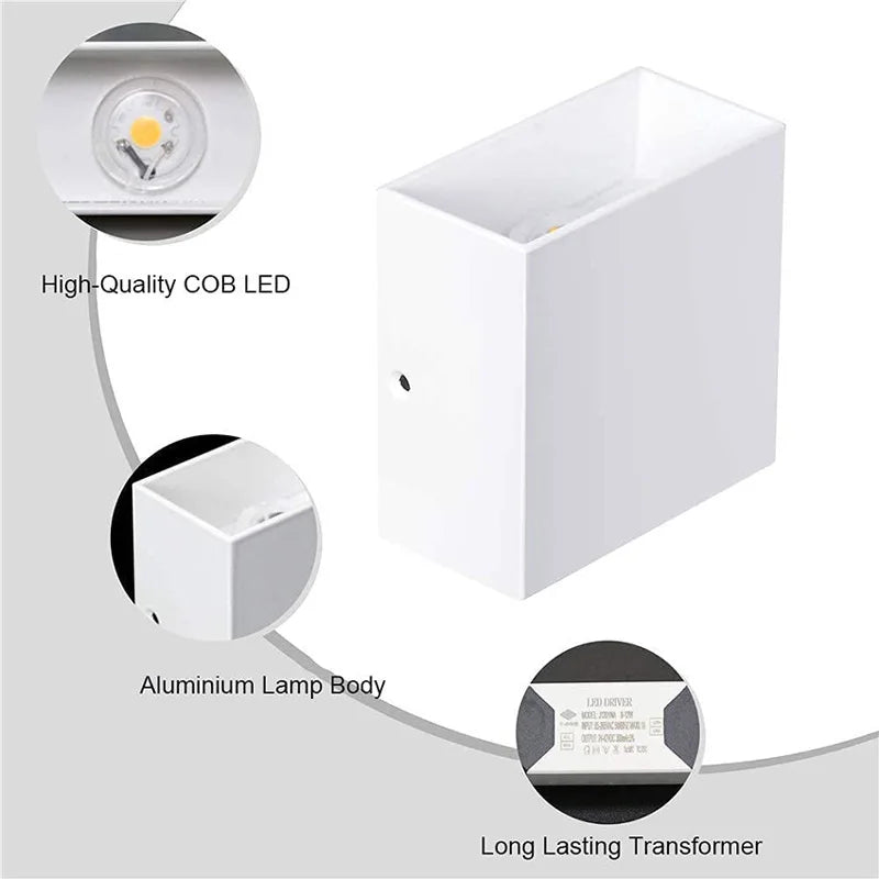 Led Outdoor Wall Light Waterproof Porch Garden Lighting 6W 12W Indoor Wall Lamp Decor Bedroom Living Room Corridor Stairs Lamps - Lacatang Shop