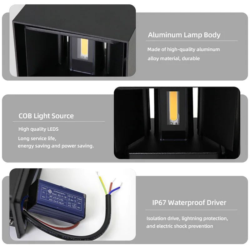 Led Outdoor Wall Light Waterproof Porch Garden Lighting 6W 12W Indoor Wall Lamp Decor Bedroom Living Room Corridor Stairs Lamps - Lacatang Shop