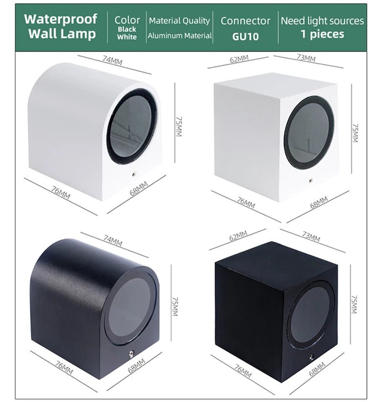 Led Wall Lamp Outdoor Waterproof IP65 Up Down GU10 AC85 - 265V Lighting Garden Decoration Wall Lights for Indoor Lighting - Lacatang Shop