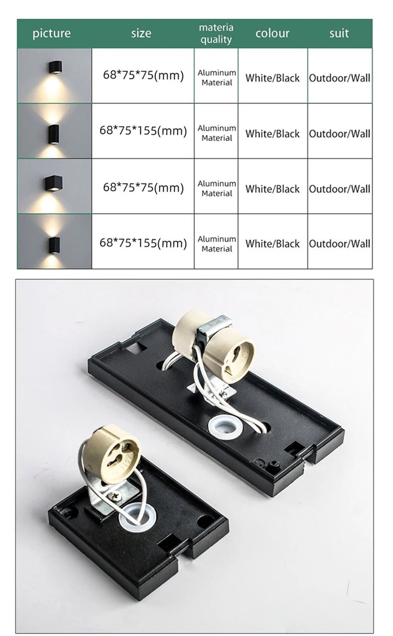 Led Wall Lamp Outdoor Waterproof IP65 Up Down GU10 AC85 - 265V Lighting Garden Decoration Wall Lights for Indoor Lighting - Lacatang Shop