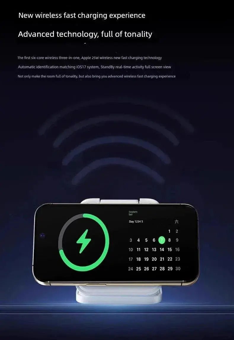 MagSafe Three - in - One Wireless Charger for Apple 15promax Mobile Phone Magnetic Iphone14/13/12 Watch AppleWatch Base Iwatchs9 Bracket Two - in - One Qi2 - Lacatang Shop