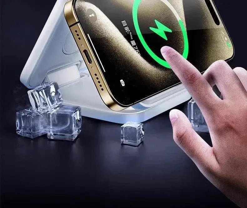 MagSafe Three - in - One Wireless Charger for Apple 15promax Mobile Phone Magnetic Iphone14/13/12 Watch AppleWatch Base Iwatchs9 Bracket Two - in - One Qi2 - Lacatang Shop