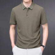 Men's Solid Color Casual Fashion Short Sleeve Polo Shirt Summer Comfortable Top for Business And Leisure - Lacatang Shop