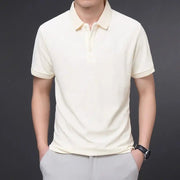 Men's Solid Color Casual Fashion Short Sleeve Polo Shirt Summer Comfortable Top for Business And Leisure - Lacatang Shop